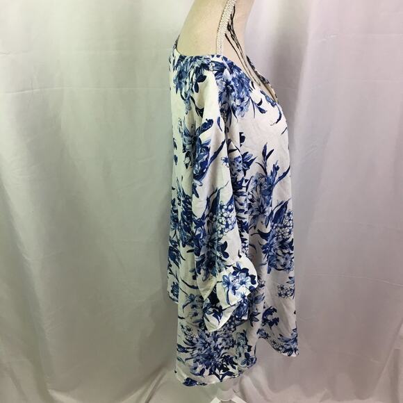 Alyx Button Down Bell Sleeve Top Sunshine Breeze Floral 1X - Picture 5 of 13